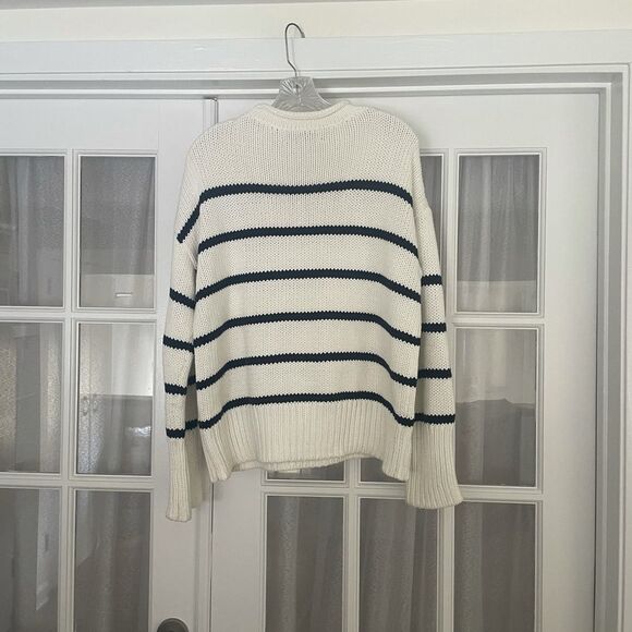 La Ligne Marina White and Navy Striped 100% Cotton Rollneck Sweater XS - Picture 8 of 9